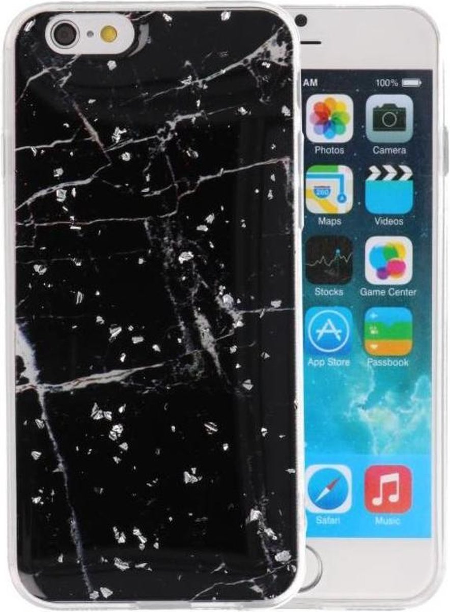 Marble Zwart Print Hardcase - Hoesje Geschikt voor iPhone 6