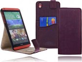 Devills HTC Desire 816 Lederen Flip Case Cover Hoesje Plum