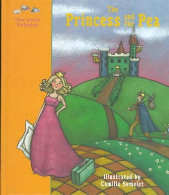 De Princess and the Pea kinderboek met een prinses in een roze jurk en een kasteel op de achtergrond.