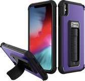 iPhone Xs MAX - Scooch Military Grade gecertificeerd hoesje met inklapbare standaard, extreem sterk & duurzaam materiaal – Wingman 5 in 1 – Paars & Flexibele TPU rubberen achterkan