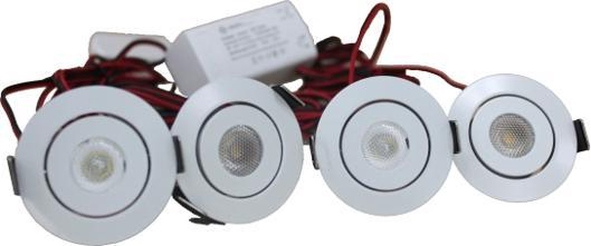LED Set van 4 Inbouwspots - 3W - Chroom - Dimbaar - Gratis Trafo | bol.com