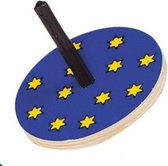 Goki Houten Tol Met Sterren 6 X 7 Cm Blauw