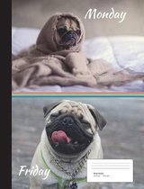 Pug Hates Monday Composition Book Wide Ruled