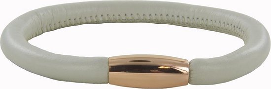 Quiges Aanschuif Charm Bedel Leren Armband met Magneetsluiting - Dames - RVS - 20cm
