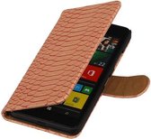 Microsoft Lumia 640 - Slangen Snake Booktype Roze - Book Case Wallet Cover Hoesje