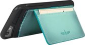 GALATA® Echte Lederen Slim-stand TPU back cover voor iPhone 6 / 6S gebrand turquoise