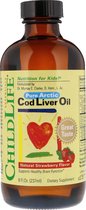 Cod Liver Oil, Natural Strawberry Flavor, 8 fl oz (237 ml) - ChildLife