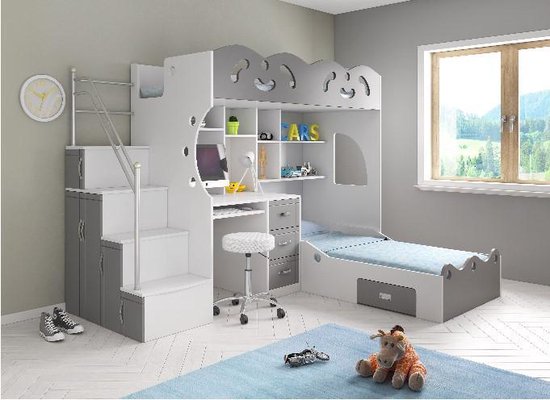 Stapelbed met bureau en bergruimte coco