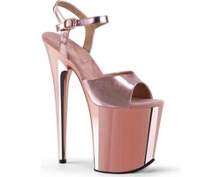 Pleaser - FLAMINGO-809 Sandaal met enkelband, Paaldans schoenen - Paaldans schoenen - 39 Shoes - Roze/Goudkleurig
