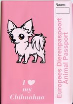 Honden paspoorthoes "I love my Chihuahua" voor europees dierenpaspoort langhaar babyroze