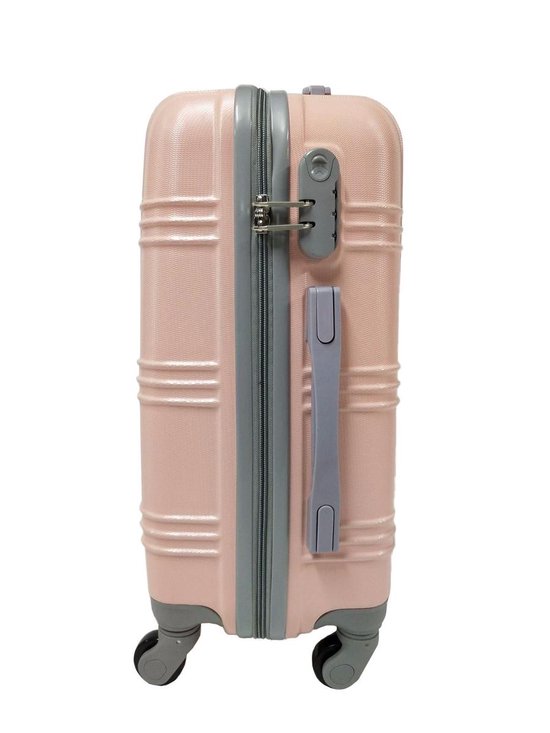 Cabine handbagage reis trolley koffer - zwenkwielen - 57 x 38 x 23 cm - 48 liter - roze | Fun en Feest