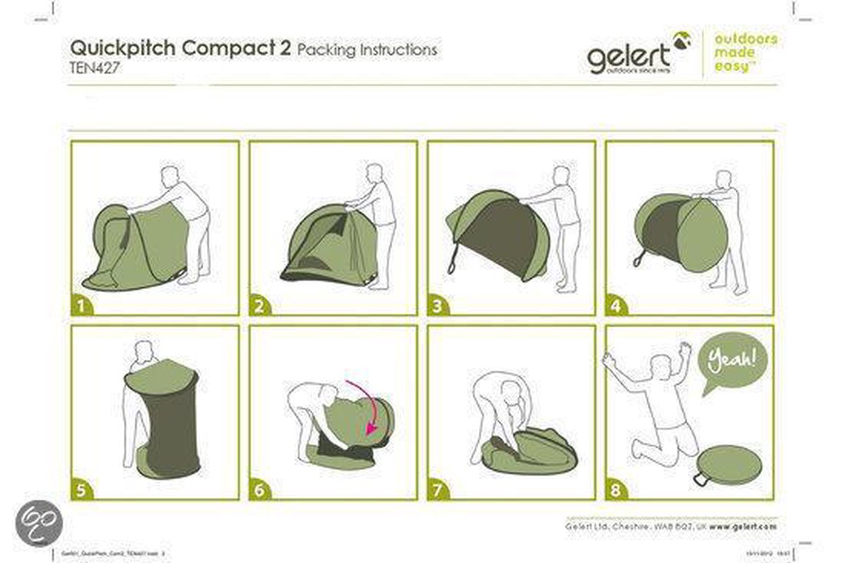 Gelert Quickpitch Compact - Pop-up Tent - Rood - 2-Persoons | bol.com