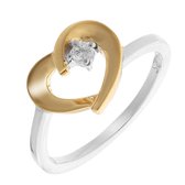 Orphelia ZR-7370/56/G - Ring Heart Bicolor - Zilver 925 verguld - Zirconium - Maat 56