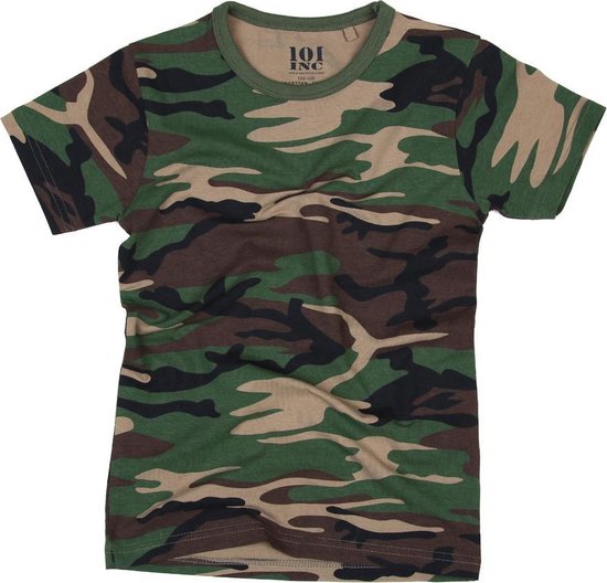 101 INC - Kids t-shirt camo (kleur: Woodland / maat: 122-128)