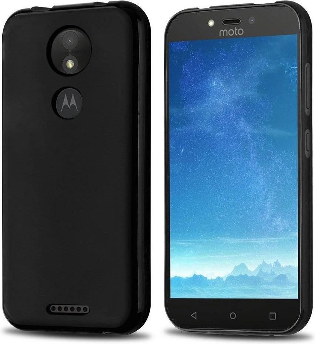 Zwart TPU Siliconen Case Hoesje Geschikt voor Motorola Moto C Plus