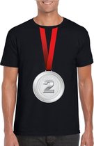 Zilveren medaille kampioen shirt zwart heren L