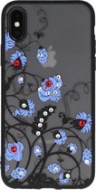 Blauw Diamant Bloemen Back Cover Hoesje voor iPhone X