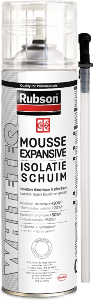 Rubson WhiteTEQ Isolatieschuim 500 ml Bus | Sterk en Weerbestendig Isolatiemateriaal | Voor EfficiÃ«nte Isolatieklussen | Eenvoudig aan te Brengen