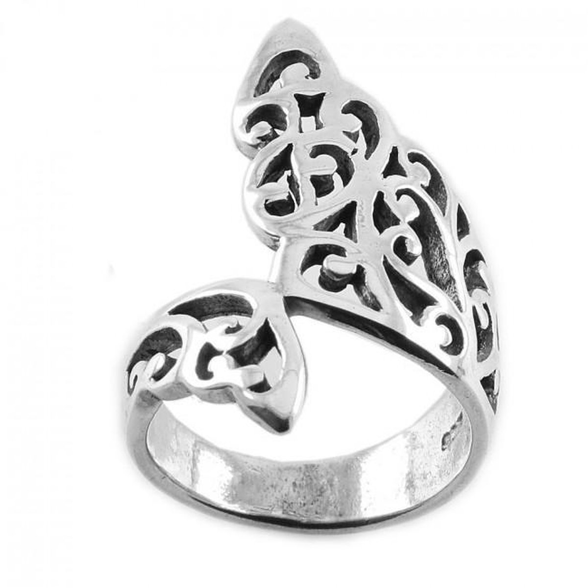 Damesring 925 Sterling Zilver – Maat 17.5 mm -Opengewerkte Filigraan Ring – Sierlijke Vintage Statement Ring – Zilveren Ring voor Dames