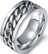Schitterende Brede Zilver Kleurige Jasseron Ring | Herenring | Damesring | 19.00 mm. (maat 60)