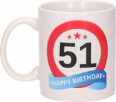Verjaardag 51 jaar verkeersbord mok / beker