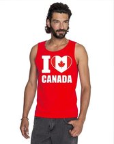 Rood I love Canada supporter singlet shirt/ tanktop heren - Canadees shirt heren L