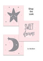 Kinderkamer Canvas - Sweet Dreams - Babykamer - Roze Grijs