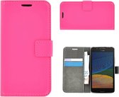 Motorola Moto G5 Roze effen bookstyle wallet case hoesje