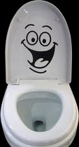 Toiletsticker met lachend gezicht | Muursticker smiley - lachebek | Laptopsticker Vrolijk gezicht sticker 22 x 18 cm