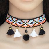 Gekleurde pompom choker - Kettingen - By Cleo