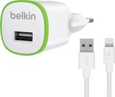 Belkin Thuislader met Losse Apple Lightning naar USB Kabel - 1.2m - 1A - Wit