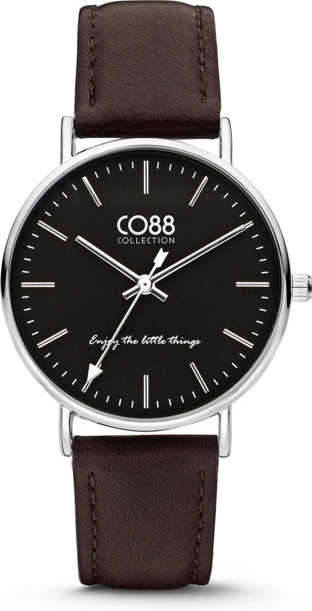 CO88 Collection Horloges 8CW 10006 Horloge met Leren Band - Ø36 mm - Bruin - Zilverkleurig