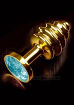 Dolce Piccante Buttplug Jewellery Small Gold Ribbed Water Blue - goudkleurig