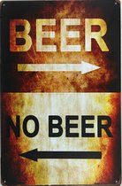 BIER - BEER - METALEN - WANDDECORATIE - RECLAMEBORD - MUURPLAAT - VINTAGE  - RETRO - WANDBORD - TEKST - DECORATIEBORD - NOSTALGIE  - ART  30x20 cm nr 411