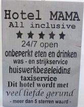 Tekstbord hotel mama 30x40cm steigerhout grijs