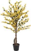 Europalms - Kunstplant - Fruitboom of met Kunstbloemen - Kunstplanten voor binnen en buiten - Forsythia 3 trunks yellow 120cm