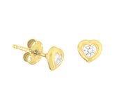 The Jewelry Collection Oorknoppen Hart En Zirkonia - Geelgoud