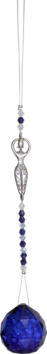 Suncatcher Maangodin - Raamkristal Blauw -Kristalhanger Maan Godin Kobalt Blauw 15cm