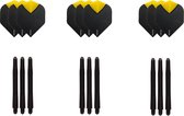 Darts Set - Dartset - 3 sets dartflights geel en 3 sets nylon shafts - 18 pcs -