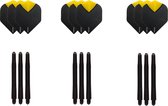 Dragon darts - Dartset - 3 sets dart flights geel en 3 sets nylon darts shafts - 18 pcs - darts flights