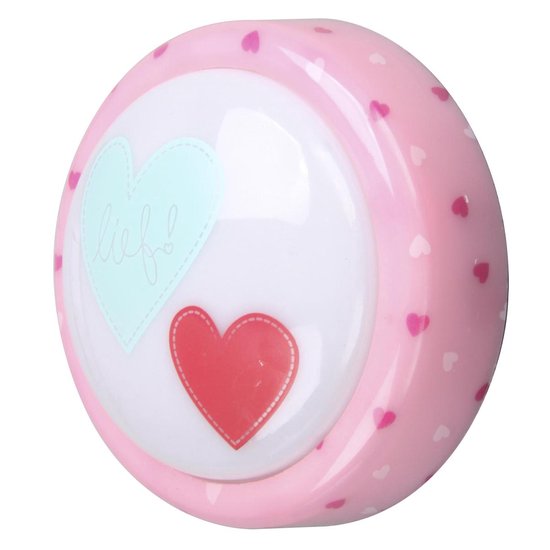 Lief! LF12045 LED nachtlamp - hartjes - roze - push lamp