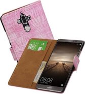 Hagedis Bookstyle Wallet Case Hoesjes Geschikt voor Huawei Mate 9 Roze