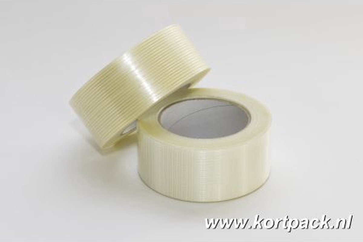 Filament tape 12 mm x 50 mtr. Lengte Versterkt 72 rollen + Kortpack pen (021.0206)
