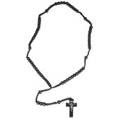 Chapelet perles en bois noir avec croix