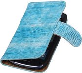 Hagedis Bookstyle Wallet Case Hoesje Geschikt voor Samsung Galaxy S3 mini i8190 Turquoise