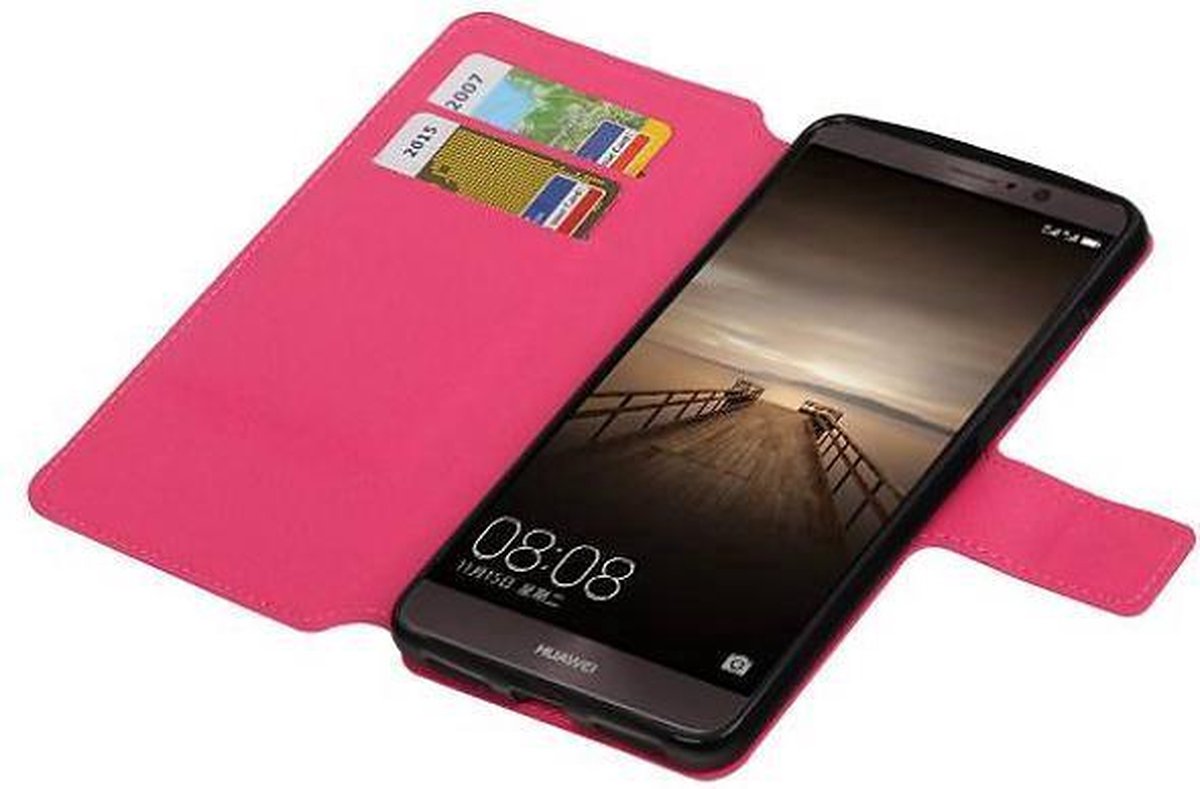 Cross Pattern TPU Bookstyle Wallet Case Hoesje Geschikt voor Huawei Mate 9 Roze