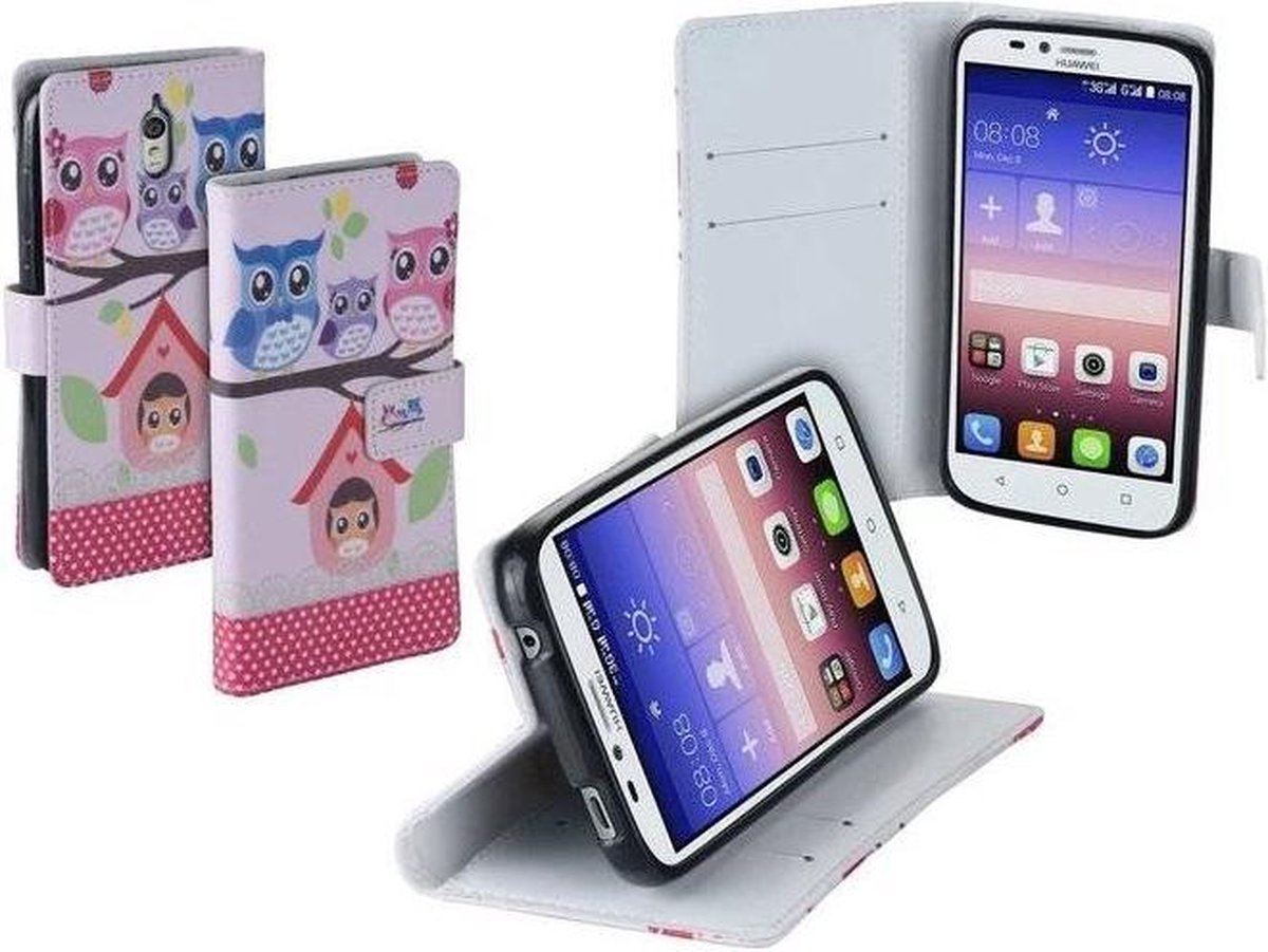 Uiltjes design TPU bookcase Smartphonehoesje voor Huawei Y625 wallet case