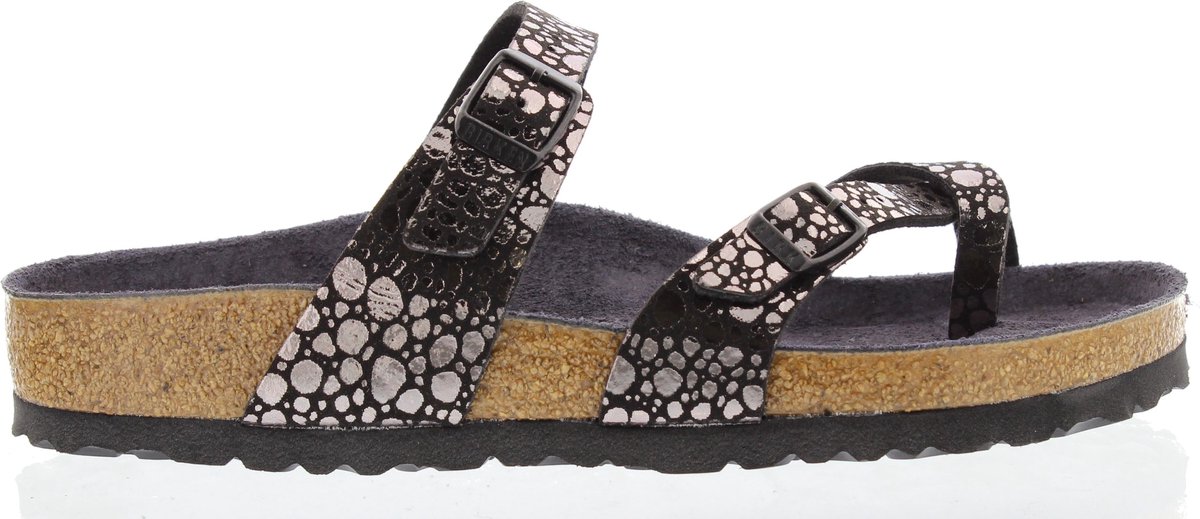 Birkenstock Mayari Dames Slippers Regular fit - Zilver/Zwart - Maat 38