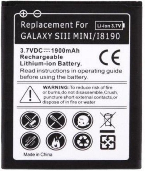 Samsung Galaxy Ace 2 i8160 S3 mini i8190 High Capacity Battery Batterij  1900 mAh | bol.com