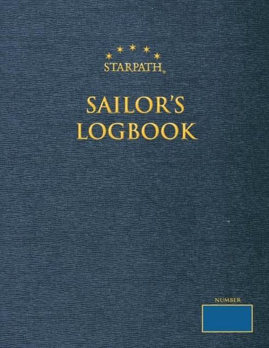 Donkerblauwe 'Sailor's Logbook' met gouden letters en een sterrenlogo.